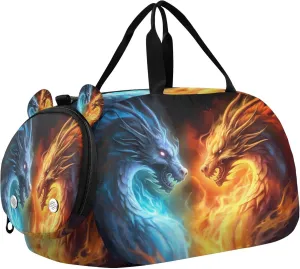 Dragon Youth Sports & Travel Duffle Bag with Shoe Compartment,Waterproof Gym Bag for Girls and Boys (Overnight Essentials Organizer)