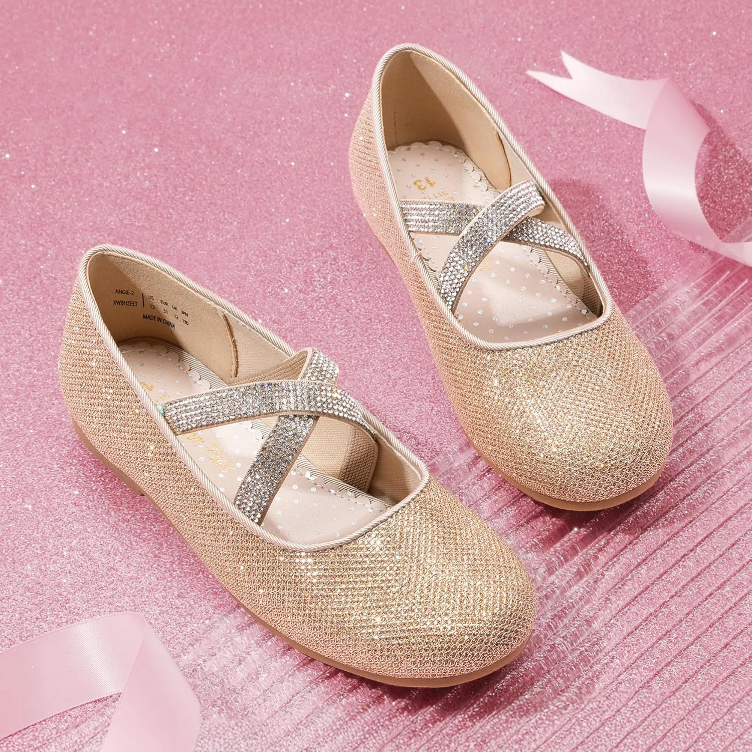 DREAM PAIRS Girls Ballerina Dress Shoes Mary Jane Flats