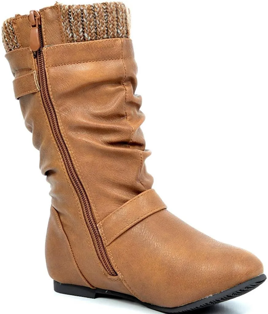 DREAM PAIRS Girl's Faux Fur Lined Knee High Winter Riding Boots(Toddler/Little Kid/Big Kid)