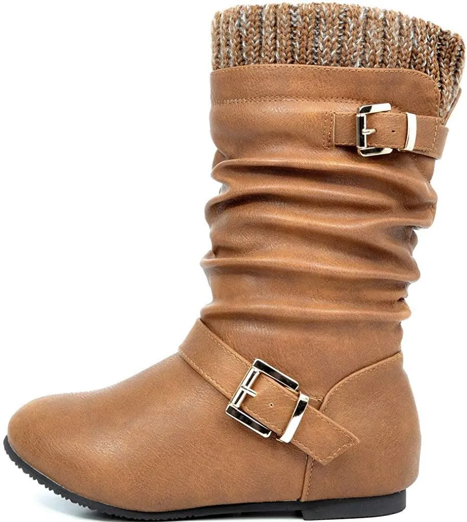 DREAM PAIRS Girl's Faux Fur Lined Knee High Winter Riding Boots(Toddler/Little Kid/Big Kid)