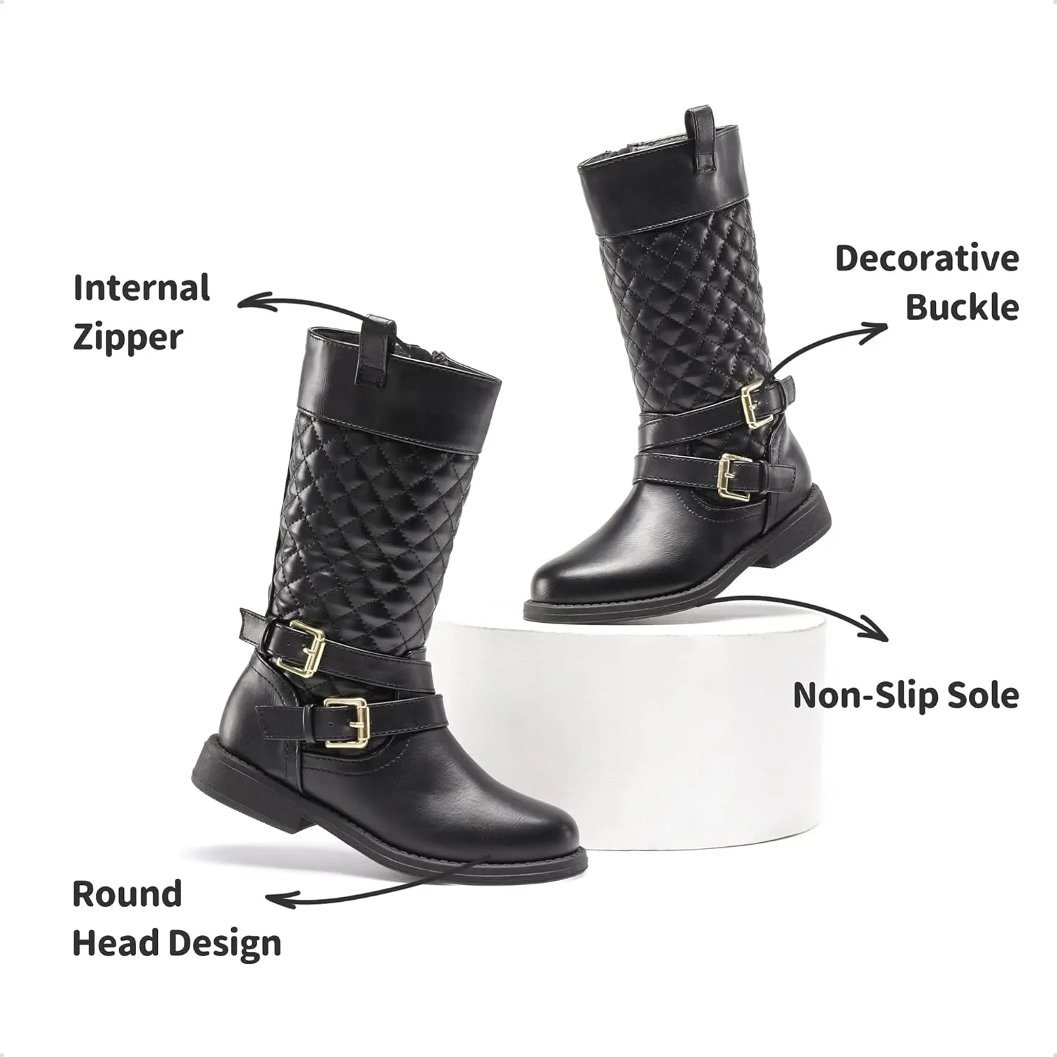 DREAM PAIRS Girls Knee High Fashion Riding Boots for Toddler/Little Kid/Big Kid