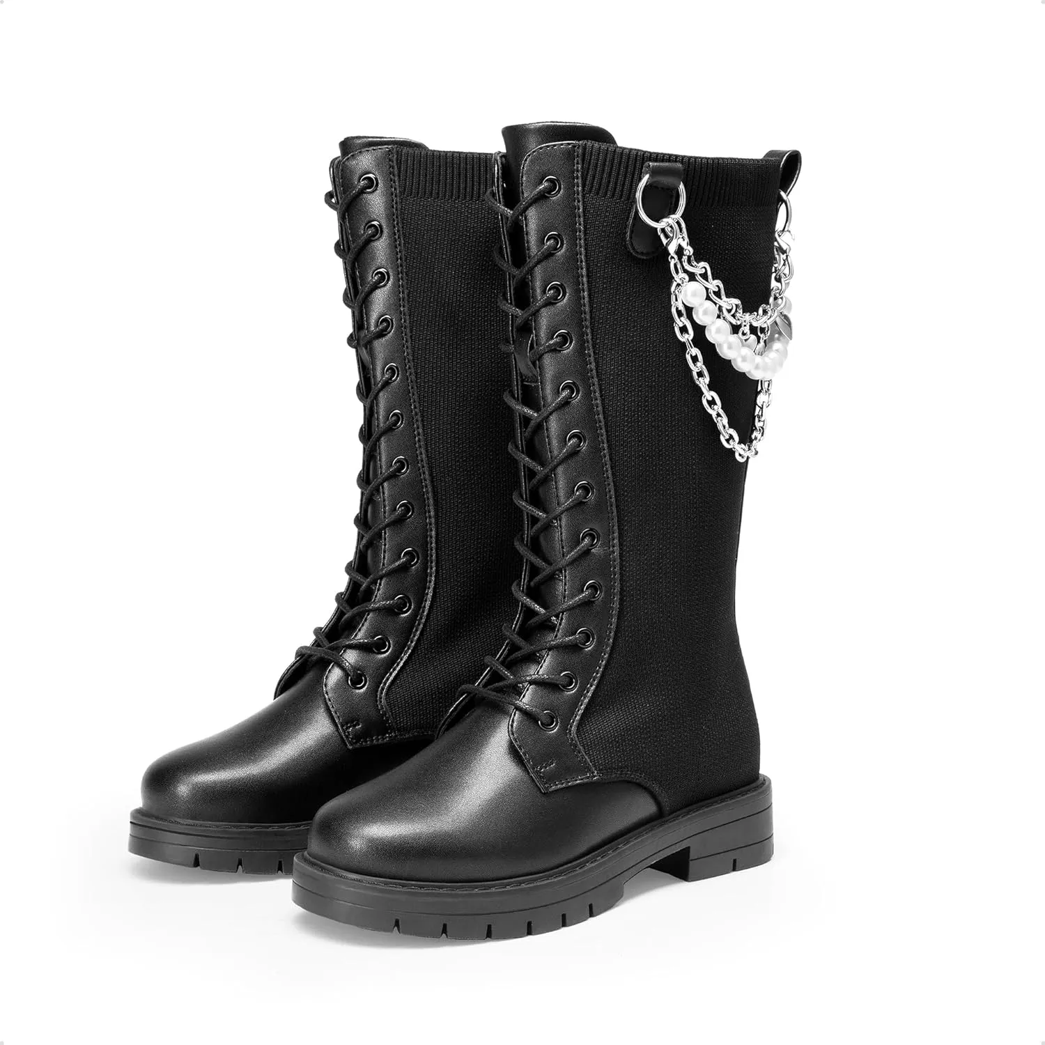 DREAM PAIRS Girls Riding Boots Knee High Side Zipper Mid Calf Shoes Little Kid/Big Kid