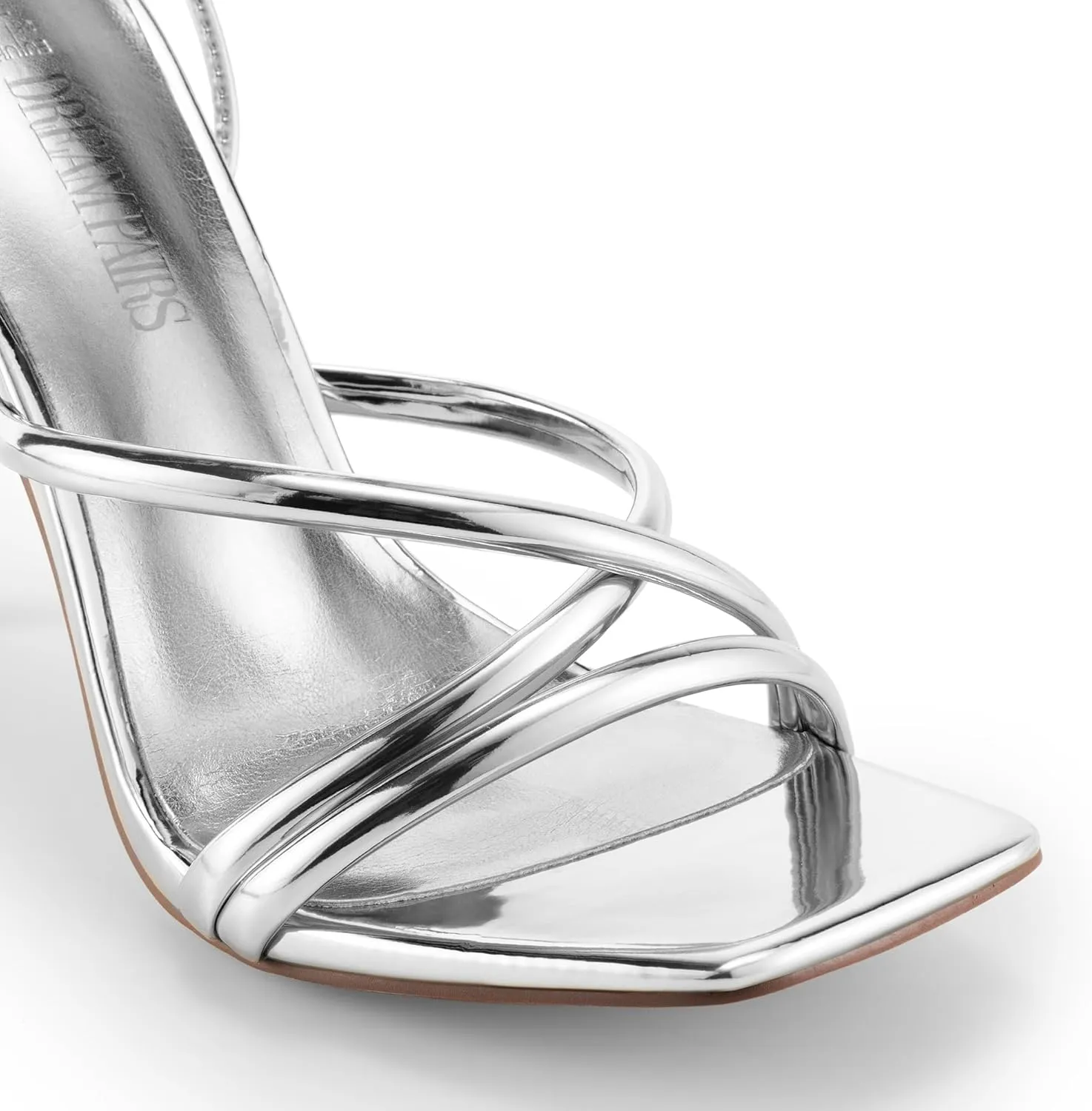DREAM PAIRS Heels for Women Strappy High Stiletto Lace Up Heeled Sandals Square Open Toe Heels for Prom Party Dating