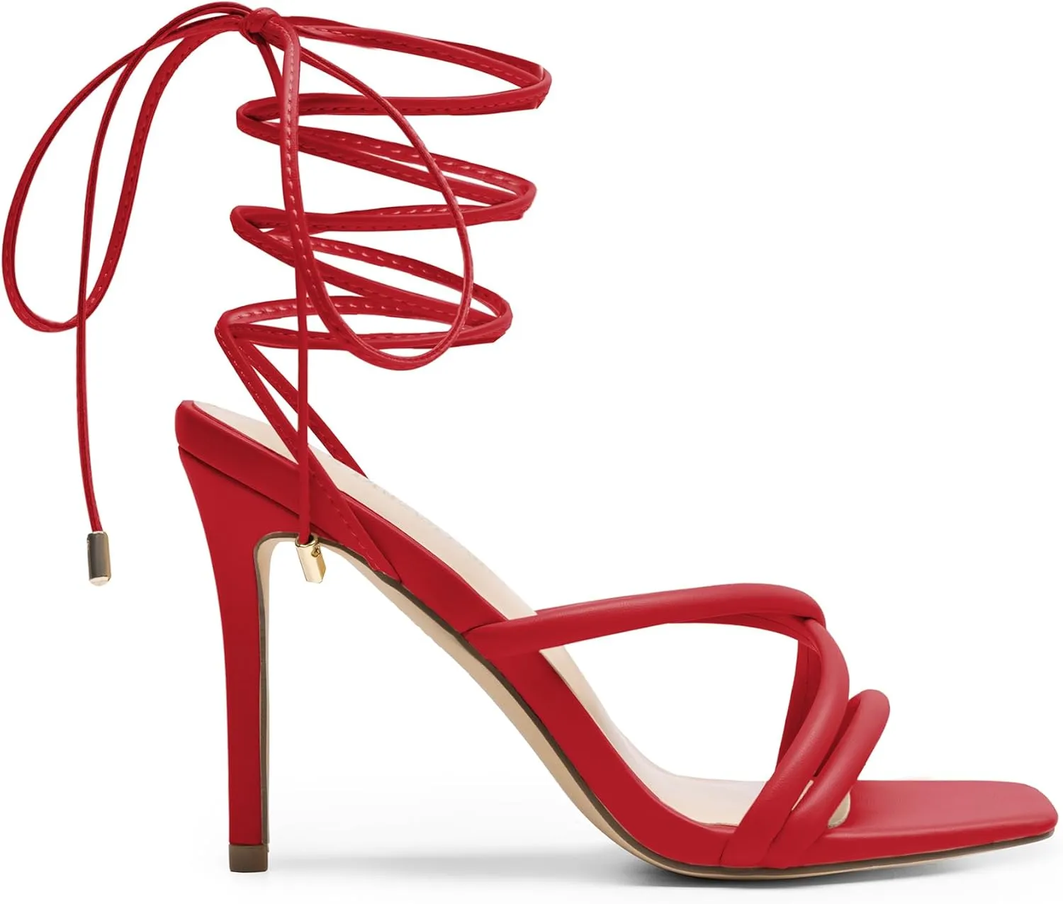 DREAM PAIRS Heels for Women Strappy High Stiletto Lace Up Heeled Sandals Square Open Toe Heels for Prom Party Dating