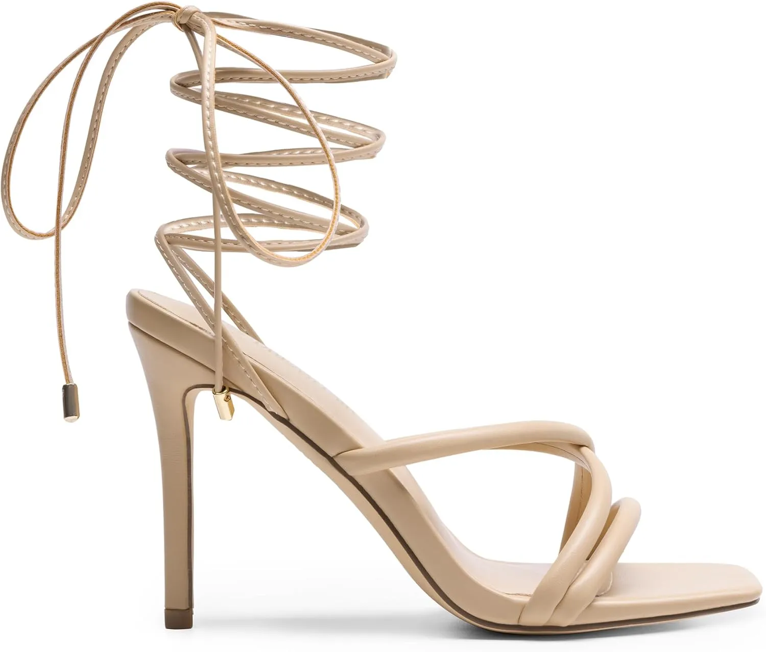 DREAM PAIRS Heels for Women Strappy High Stiletto Lace Up Heeled Sandals Square Open Toe Heels for Prom Party Dating