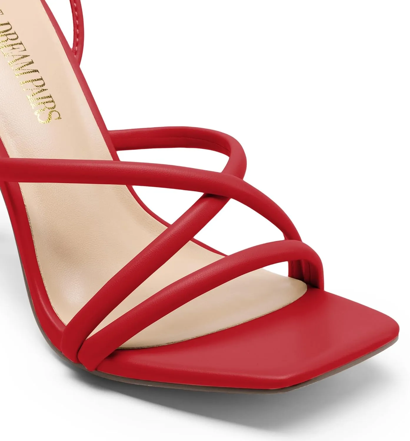 DREAM PAIRS Heels for Women Strappy High Stiletto Lace Up Heeled Sandals Square Open Toe Heels for Prom Party Dating