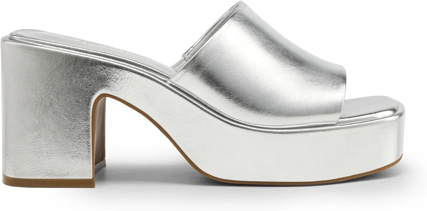 DREAM PAIRS High Chunky Platform Heels for Women Fashion Comfort Slip on Square Open Toe Block Heel Sandals