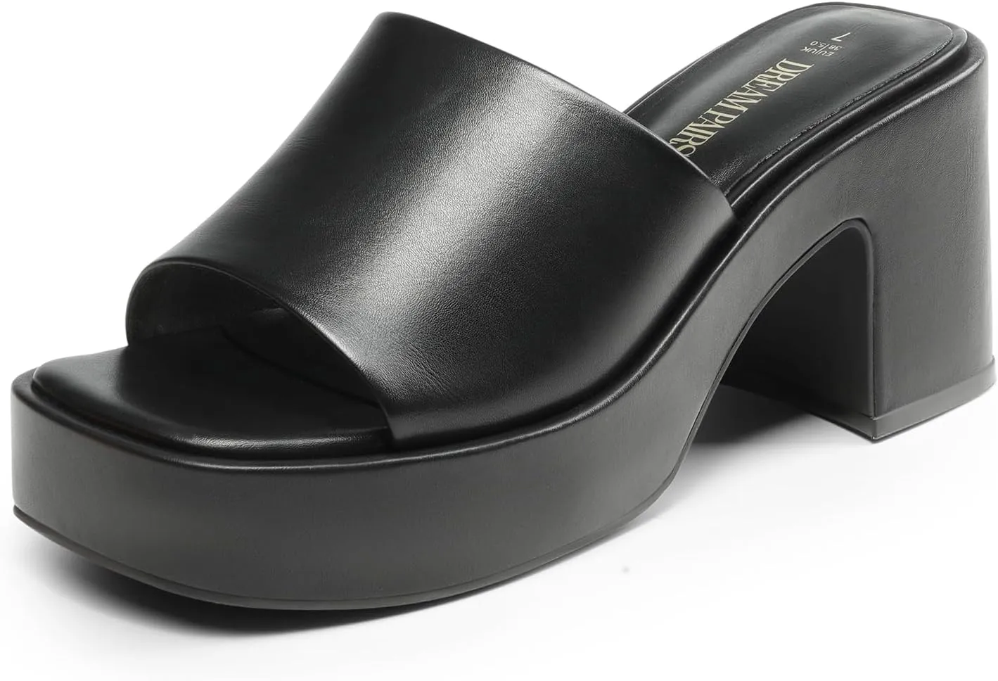 DREAM PAIRS High Chunky Platform Heels for Women Fashion Comfort Slip on Square Open Toe Block Heel Sandals