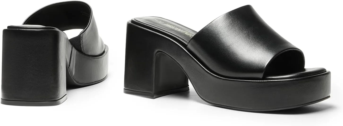 DREAM PAIRS High Chunky Platform Heels for Women Fashion Comfort Slip on Square Open Toe Block Heel Sandals