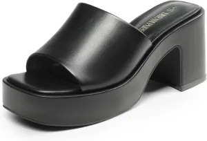 DREAM PAIRS High Chunky Platform Heels for Women Fashion Comfort Slip on Square Open Toe Block Heel Sandals