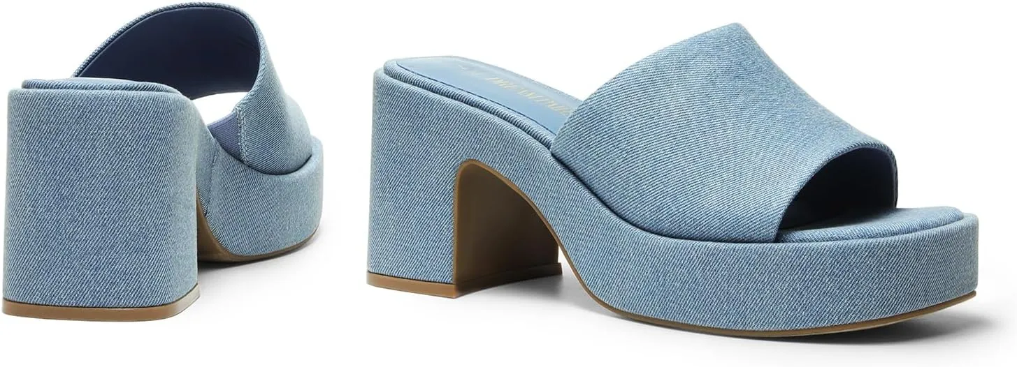 DREAM PAIRS High Chunky Platform Heels for Women Fashion Comfort Slip on Square Open Toe Block Heel Sandals