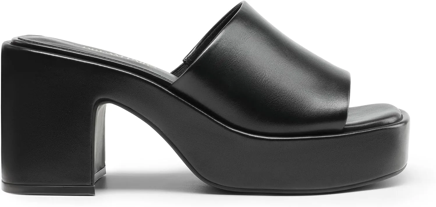 DREAM PAIRS High Chunky Platform Heels for Women Fashion Comfort Slip on Square Open Toe Block Heel Sandals