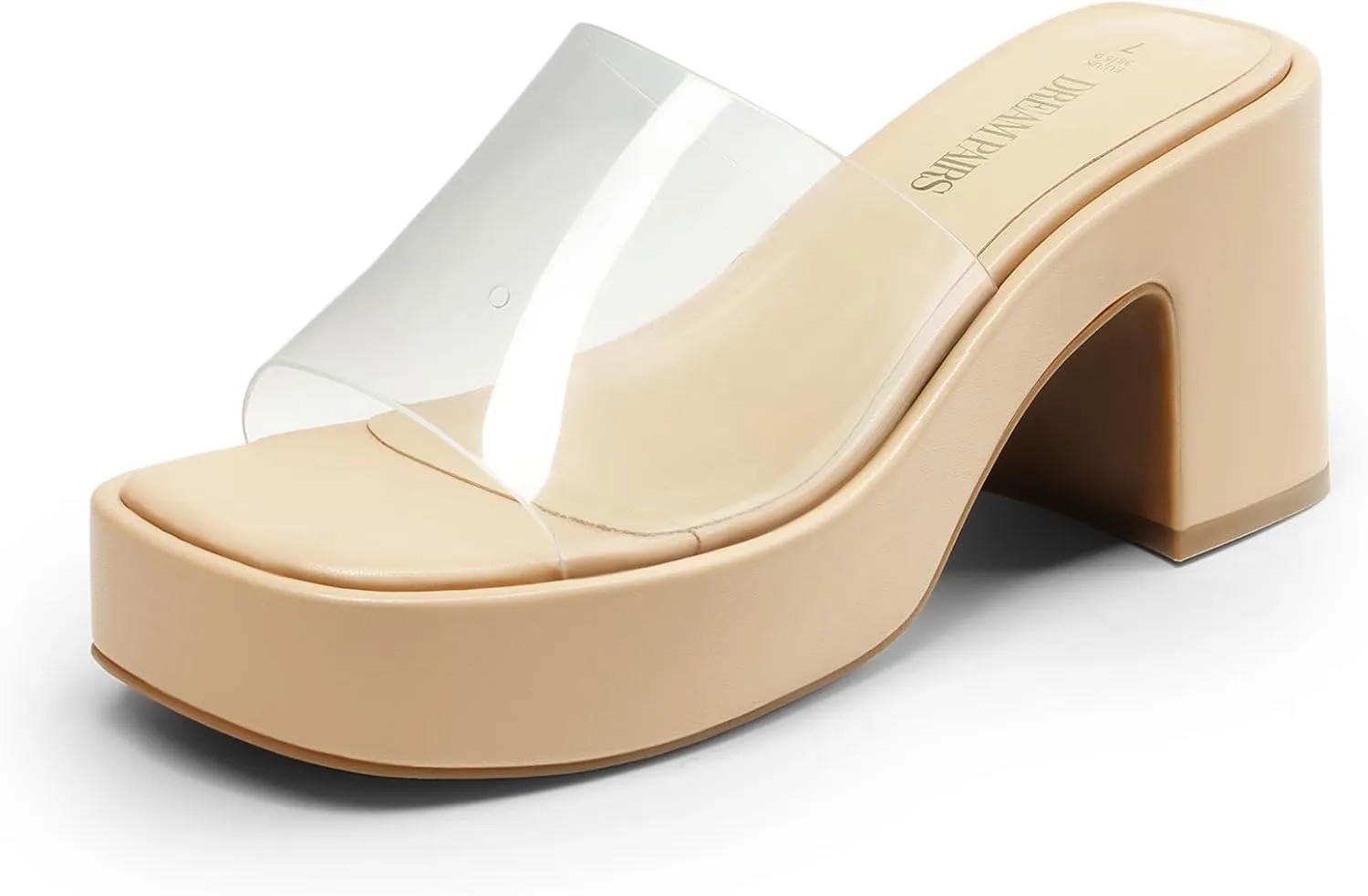 DREAM PAIRS High Chunky Platform Heels for Women Fashion Comfort Slip on Square Open Toe Block Heel Sandals