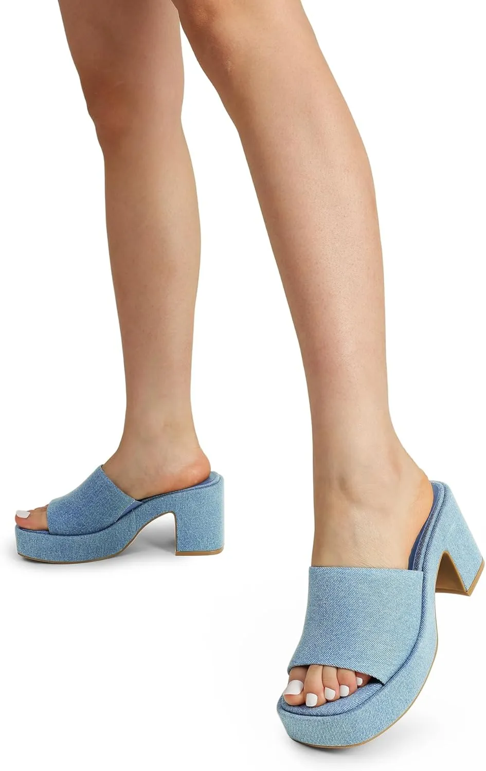 DREAM PAIRS High Chunky Platform Heels for Women Fashion Comfort Slip on Square Open Toe Block Heel Sandals