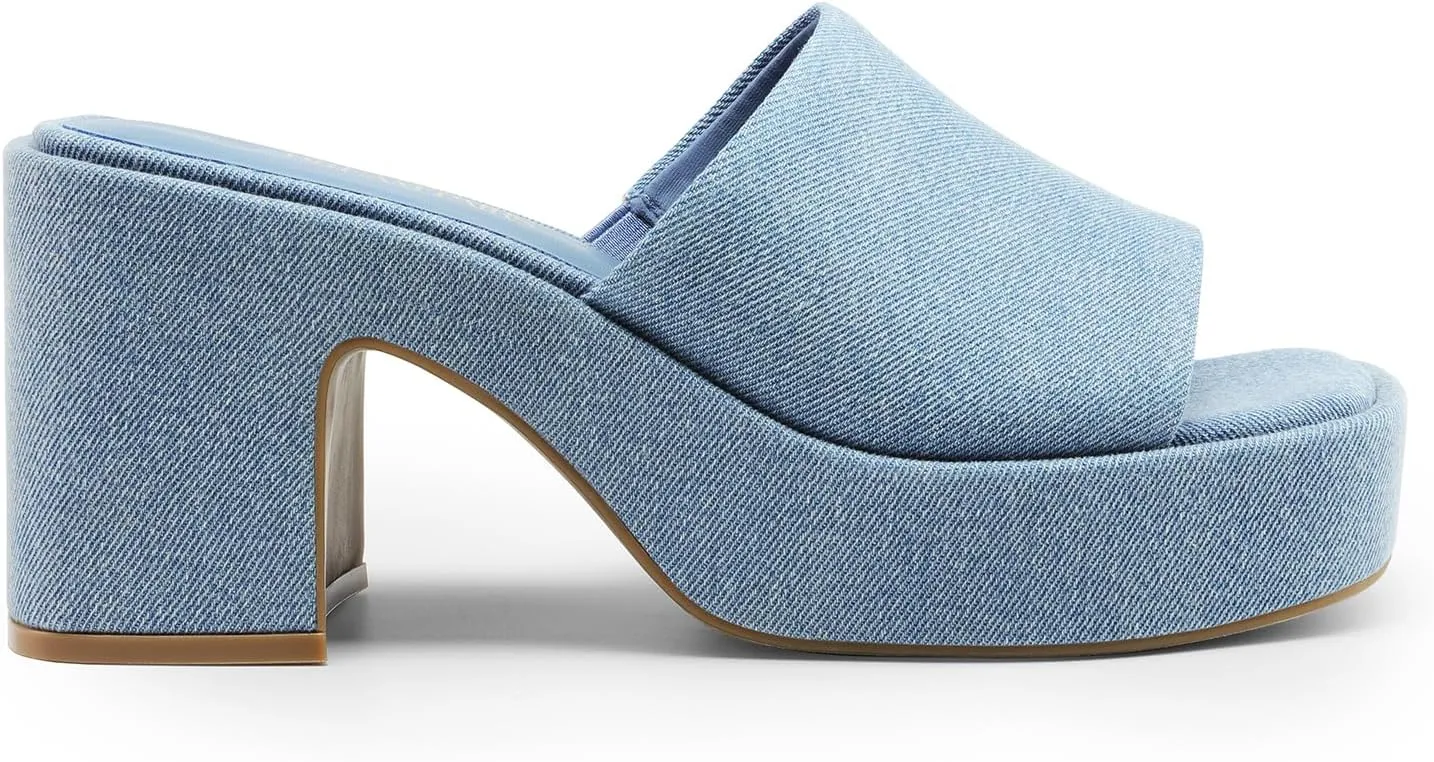 DREAM PAIRS High Chunky Platform Heels for Women Fashion Comfort Slip on Square Open Toe Block Heel Sandals