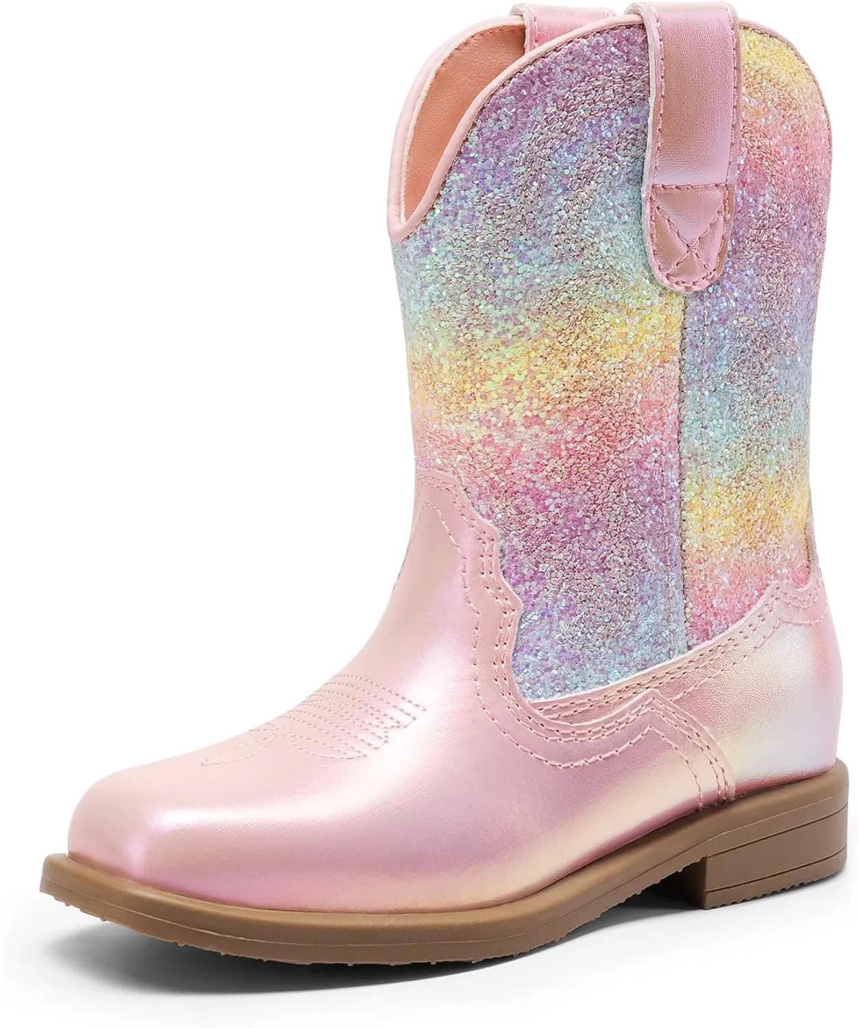 DREAM PAIRS Toddler Little Boys Girls Cowboy Boots Kids Western Square Toe Riding Mid Calf Boots