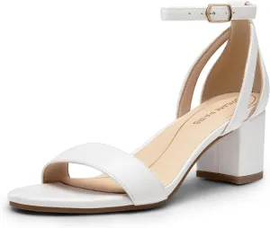 DREAM PAIRS Women's Chunky Low Heels Open Round Toe Ankle Strap Block Heels Party Dress Wedding Sandals