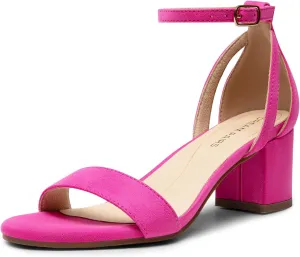 DREAM PAIRS Women's Chunky Low Heels Open Round Toe Ankle Strap Block Heels Party Dress Wedding Sandals
