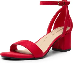 DREAM PAIRS Women's Chunky Low Heels Open Round Toe Ankle Strap Block Heels Party Dress Wedding Sandals