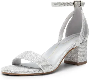 DREAM PAIRS Women's Chunky Low Heels Open Round Toe Ankle Strap Block Heels Party Dress Wedding Sandals