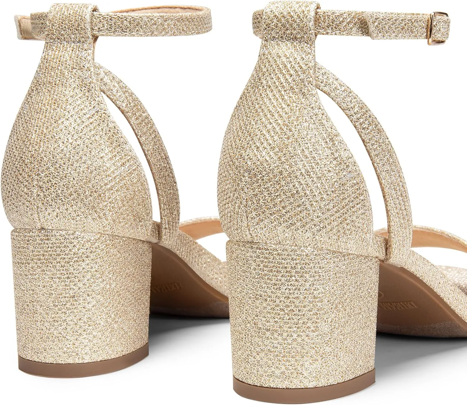 DREAM PAIRS Women's Chunky Low Heels Open Round Toe Ankle Strap Block Heels Party Dress Wedding Sandals
