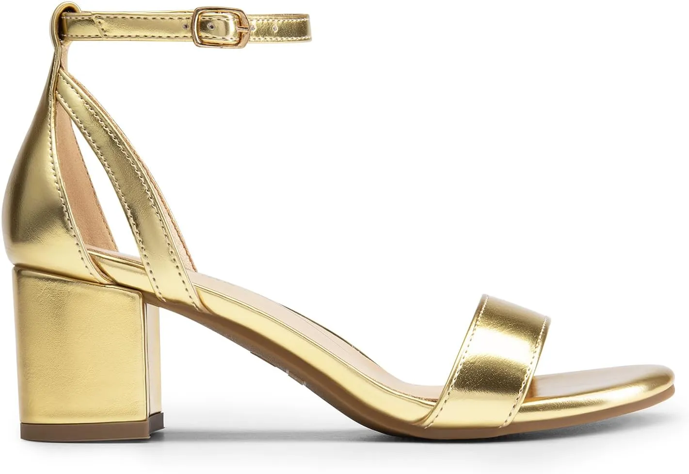 DREAM PAIRS Women's Chunky Low Heels Open Round Toe Ankle Strap Block Heels Party Dress Wedding Sandals