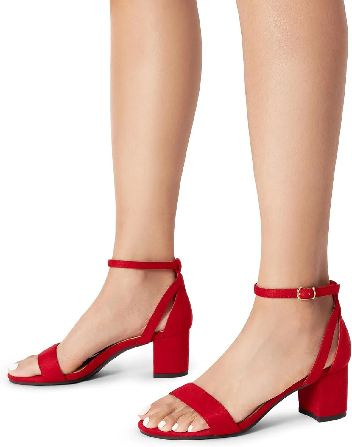 DREAM PAIRS Women's Chunky Low Heels Open Round Toe Ankle Strap Block Heels Party Dress Wedding Sandals