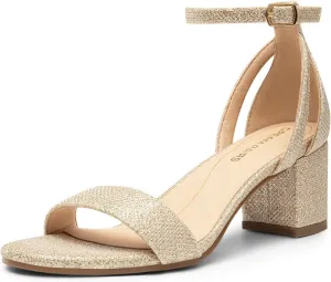 DREAM PAIRS Women's Chunky Low Heels Open Round Toe Ankle Strap Block Heels Party Dress Wedding Sandals
