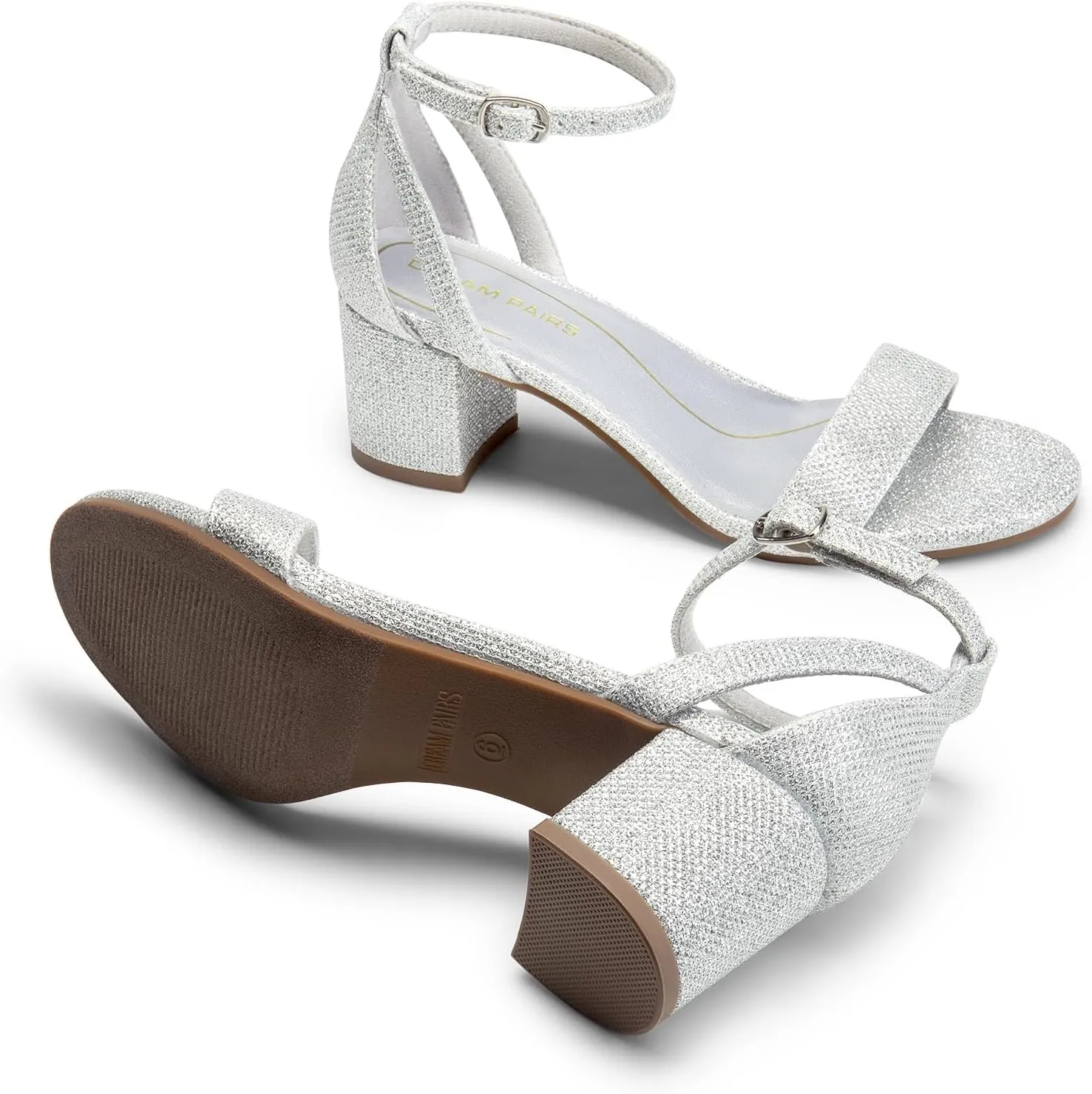 DREAM PAIRS Women's Chunky Low Heels Open Round Toe Ankle Strap Block Heels Party Dress Wedding Sandals