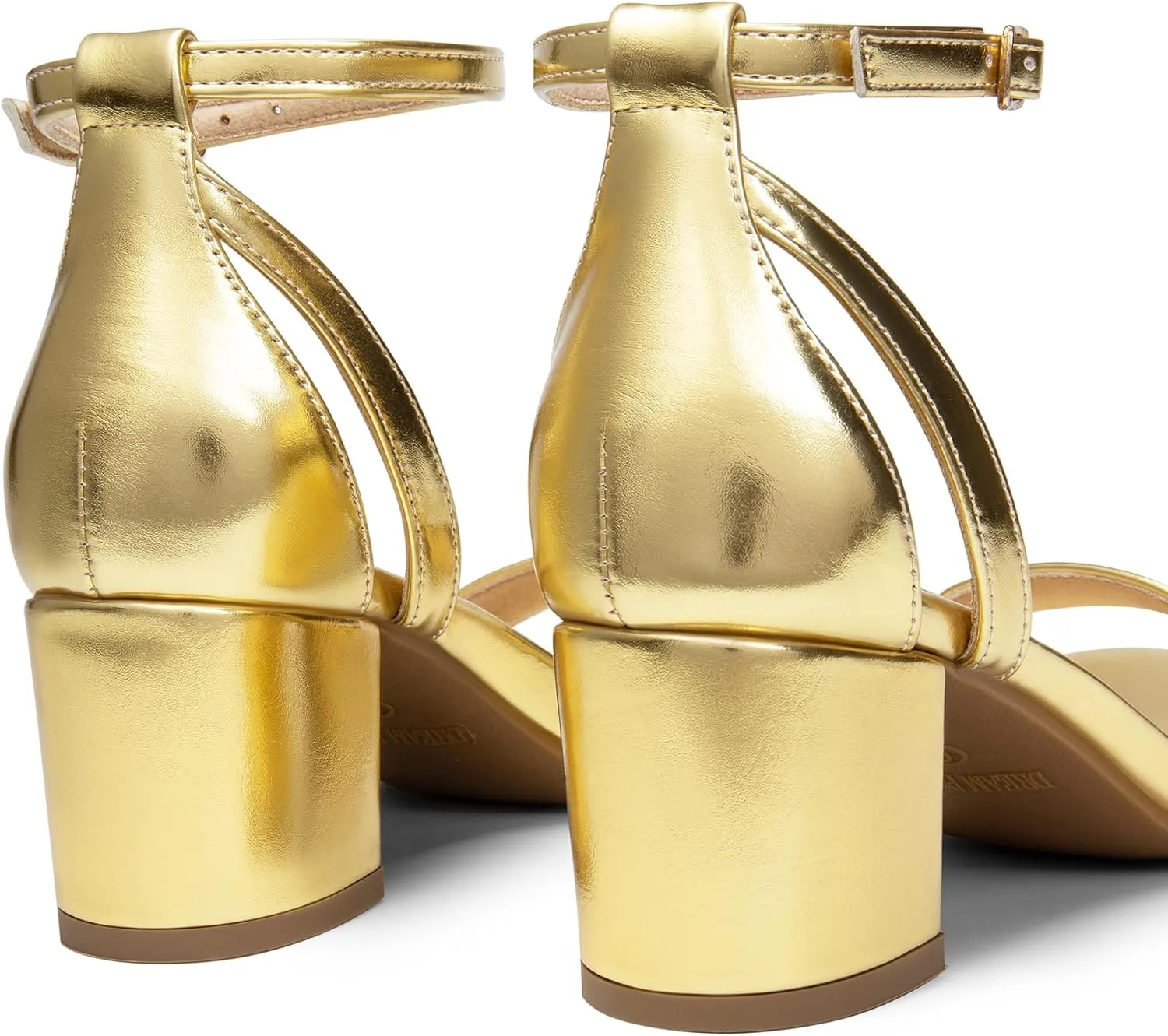 DREAM PAIRS Women's Chunky Low Heels Open Round Toe Ankle Strap Block Heels Party Dress Wedding Sandals