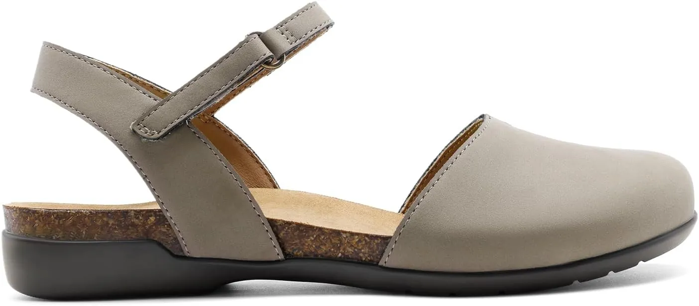 DREAM PAIRS Women's Closed Toe Sandals Arch Support Comfort Cork Footbed Flat Sandals Summer Shoes
