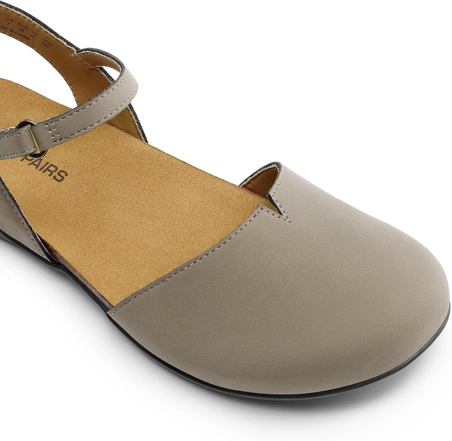DREAM PAIRS Women's Closed Toe Sandals Arch Support Comfort Cork Footbed Flat Sandals Summer Shoes