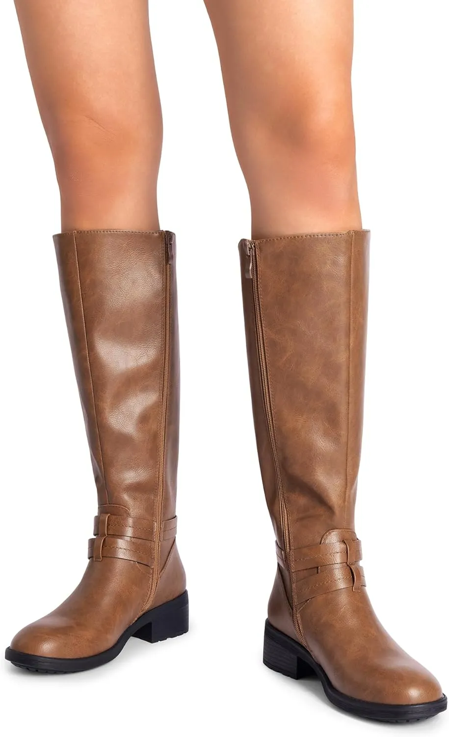 DREAM PAIRS Women's Knee High Boots, Buckle Riding Boots