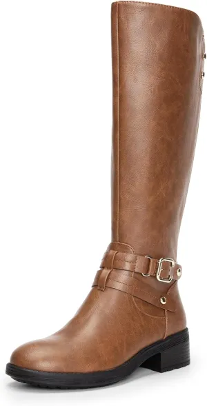 DREAM PAIRS Women's Knee High Boots, Buckle Riding Boots