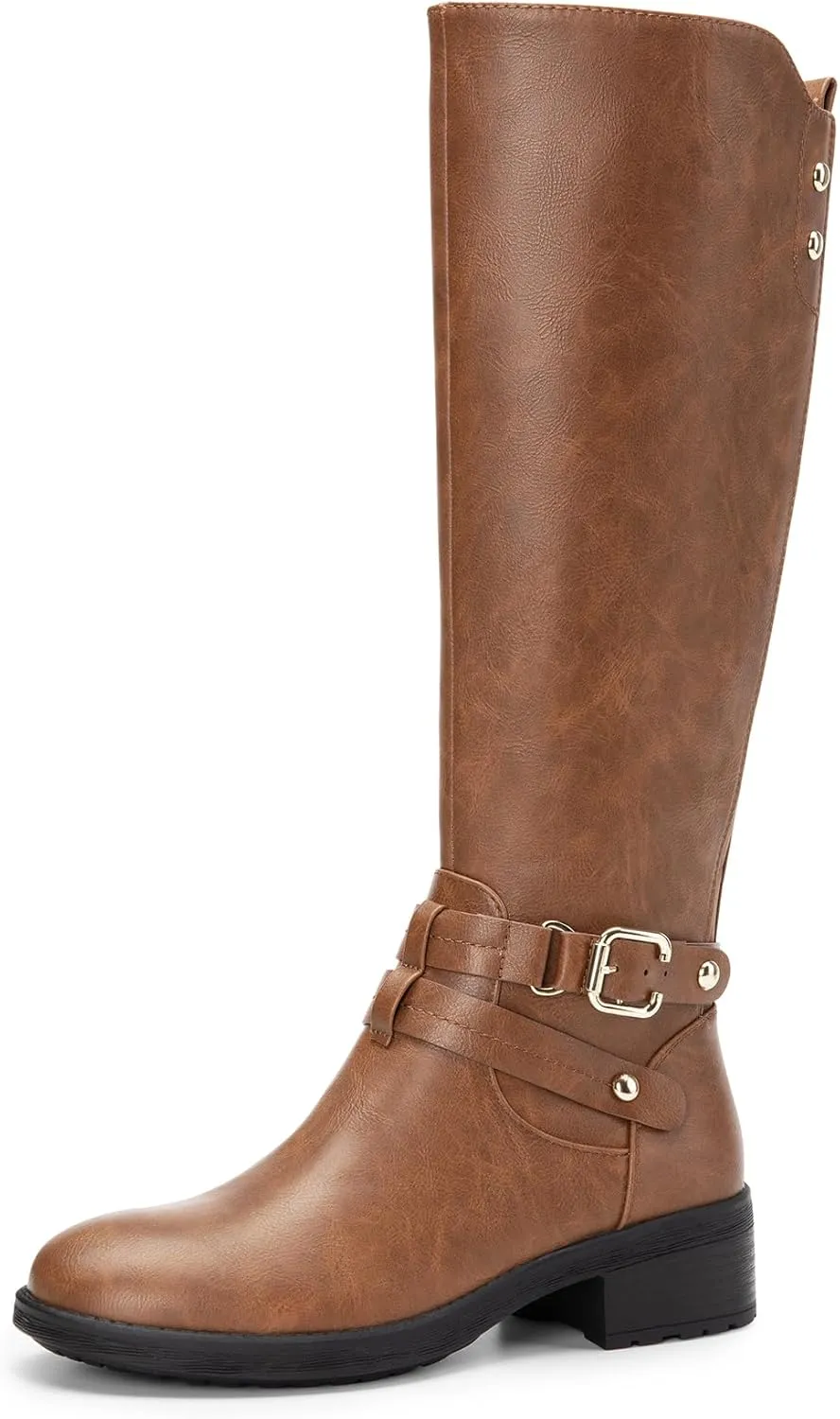 DREAM PAIRS Women's Knee High Boots, Buckle Riding Boots