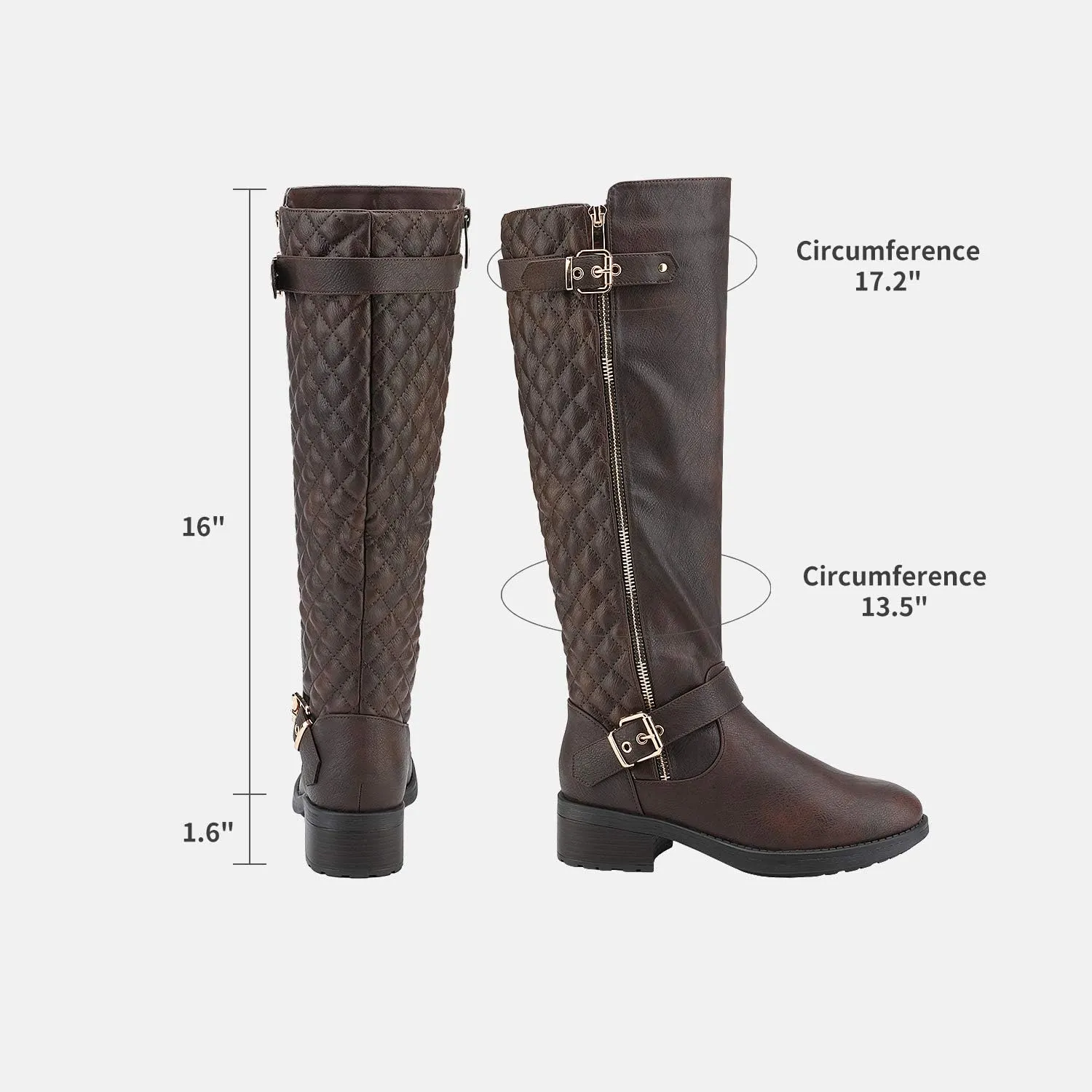 DREAM PAIRS Women's Knee High Boots Wide Calf Low Heel Riding Boots Fall Tall Boots for Women