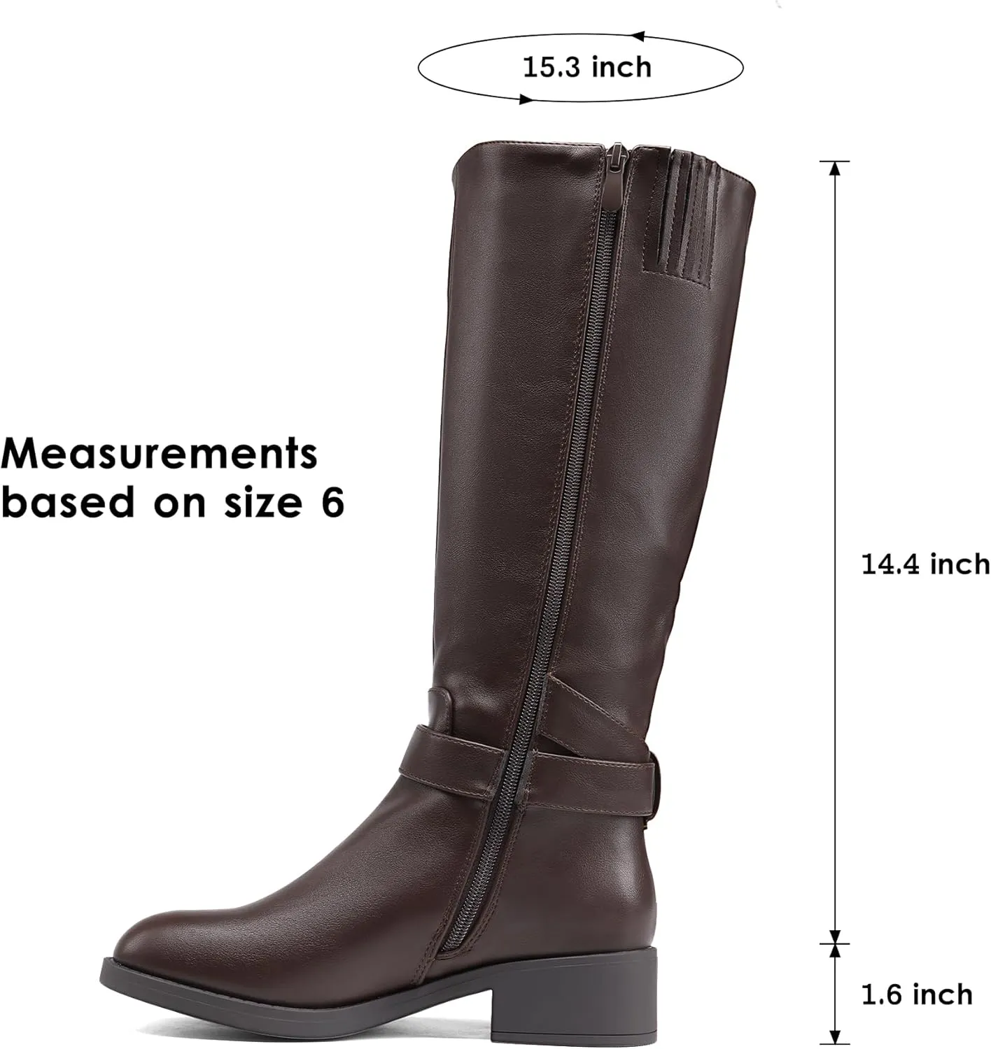DREAM PAIRS Women's Knee High Riding Boots Comfortable Low Chunky Heel Boots Side Zipper Round Toe Casual Classic Ranching Boots