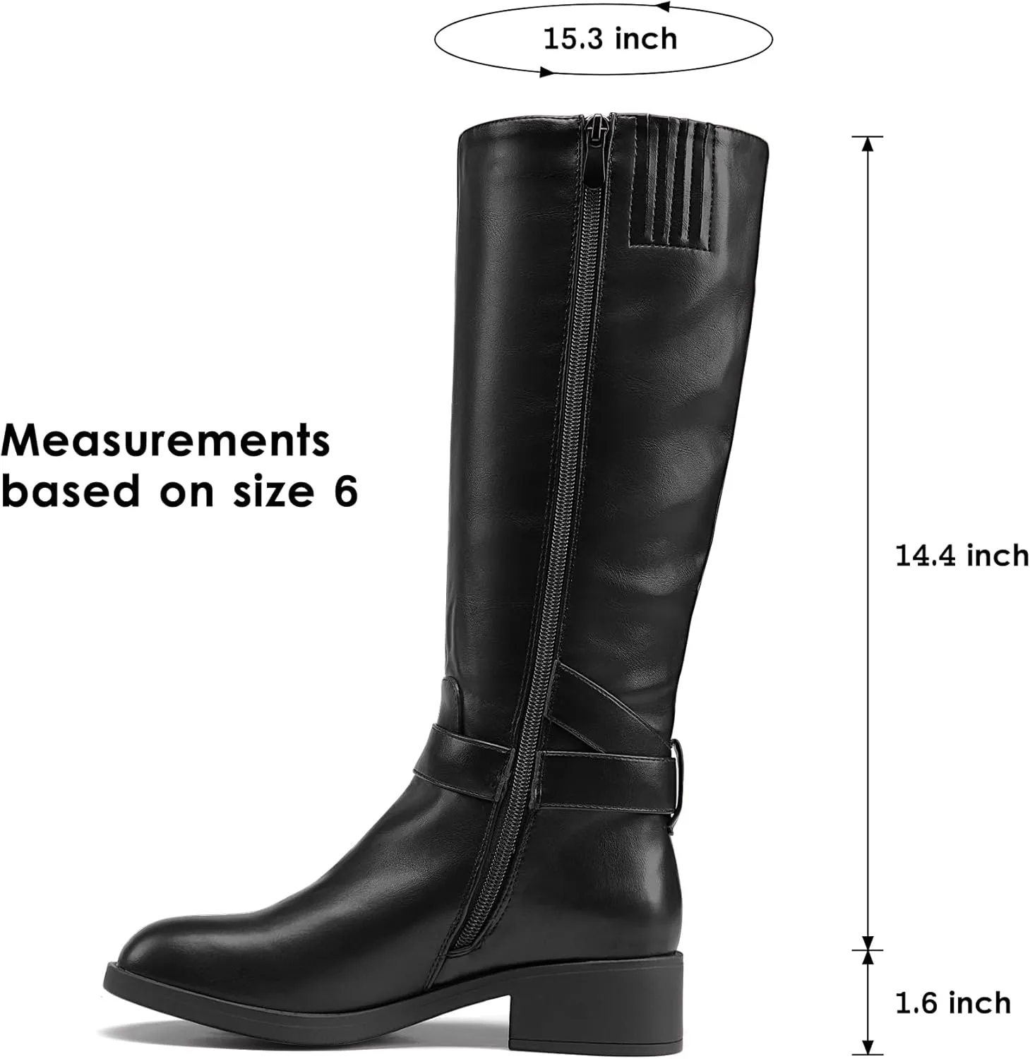 DREAM PAIRS Women's Knee High Riding Boots Comfortable Low Chunky Heel Boots Side Zipper Round Toe Casual Classic Ranching Boots