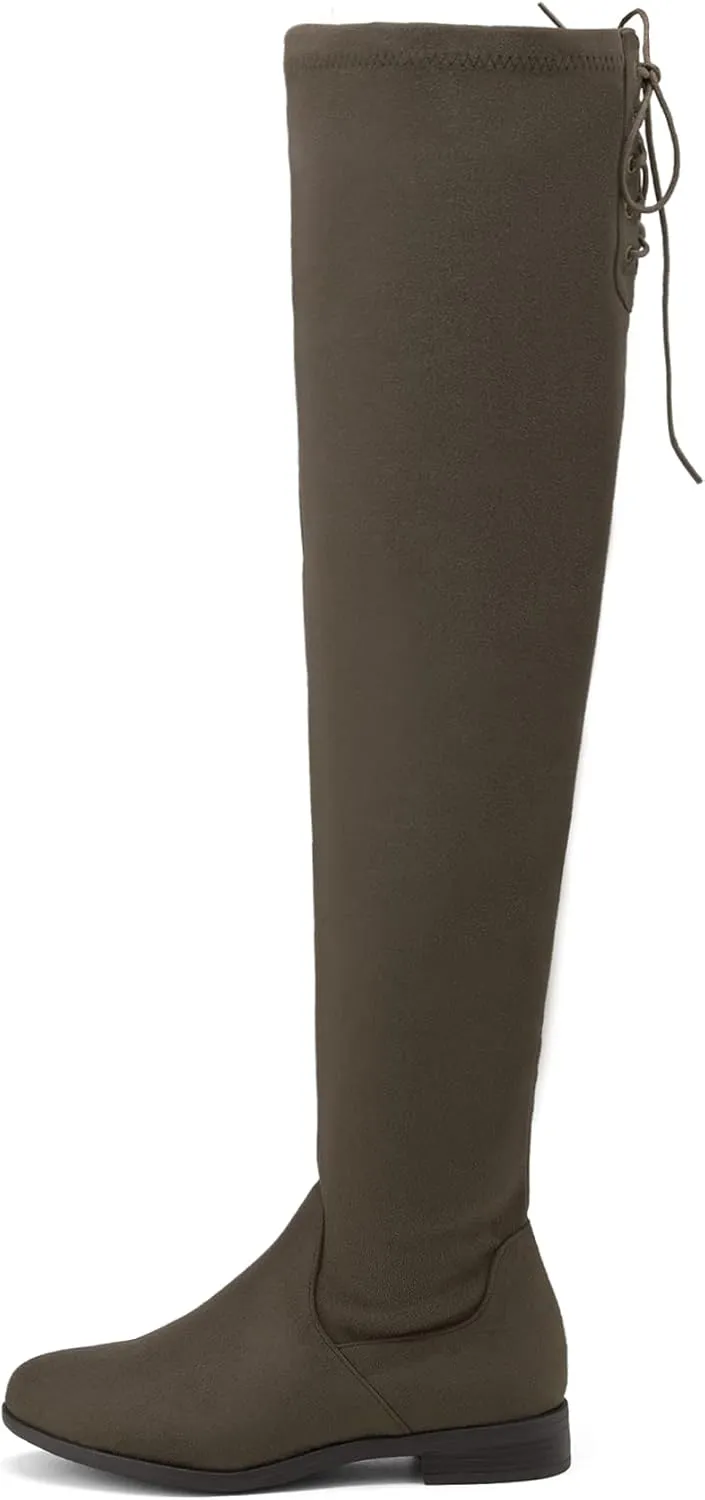 DREAM PAIRS Women's Over The Knee High Low Block Heel Riding Boots