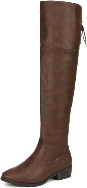 DREAM PAIRS Women's Over The Knee High Low Block Heel Riding Boots