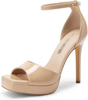 DREAM PAIRS Women's Stiletto High Heels Platform Ankle Strap Square Open Toe Dress Sexy Sandals