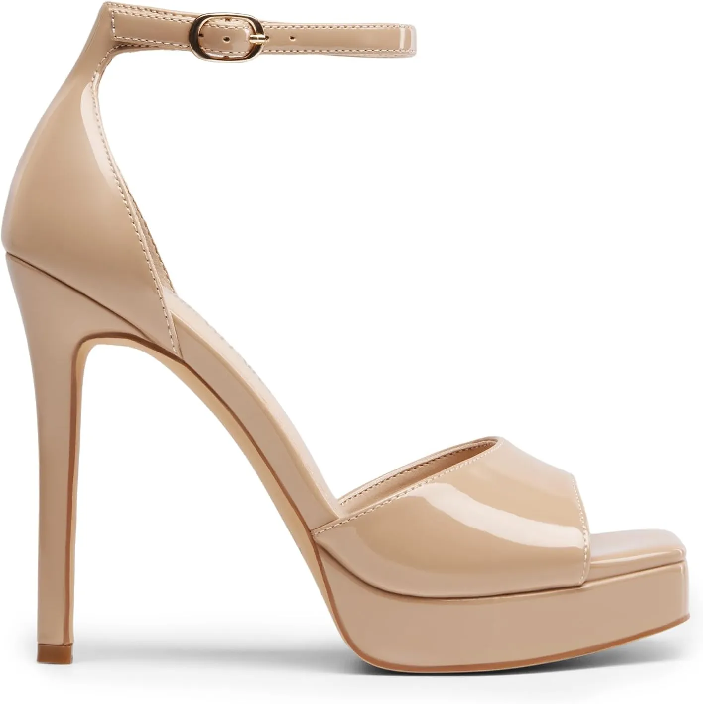 DREAM PAIRS Women's Stiletto High Heels Platform Ankle Strap Square Open Toe Dress Sexy Sandals