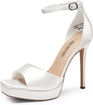 DREAM PAIRS Women's Stiletto High Heels Platform Ankle Strap Square Open Toe Dress Sexy Sandals