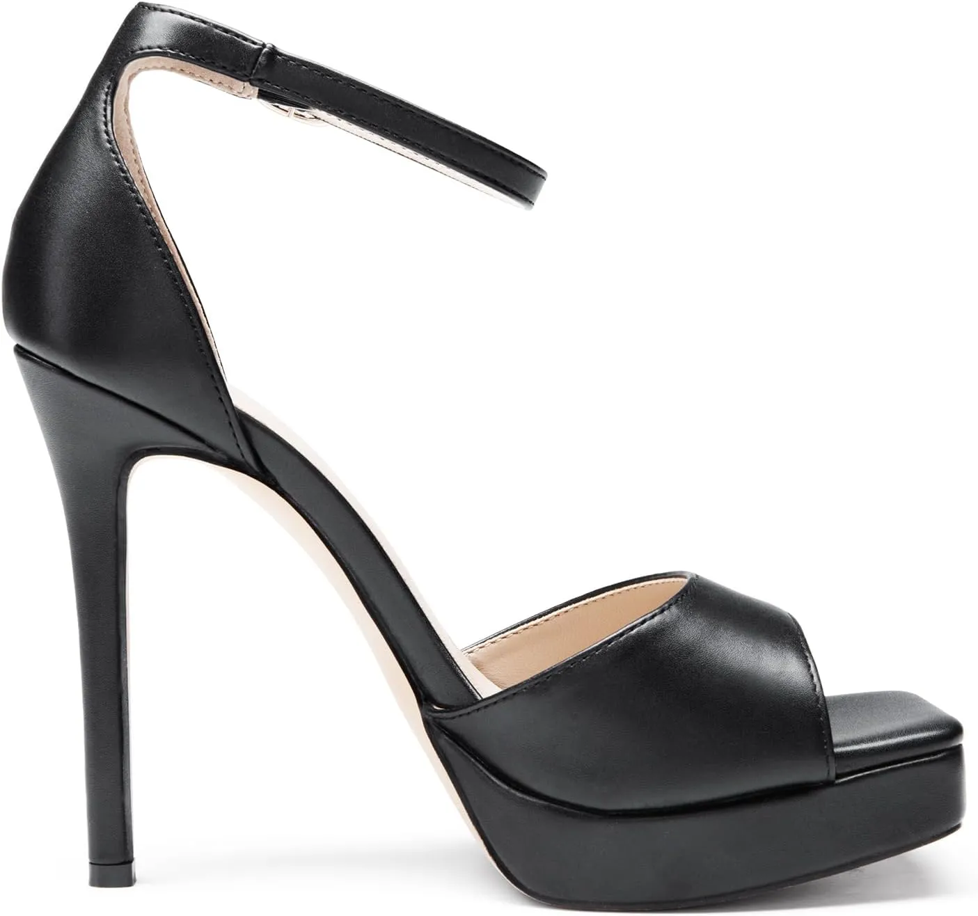 DREAM PAIRS Women's Stiletto High Heels Platform Ankle Strap Square Open Toe Dress Sexy Sandals