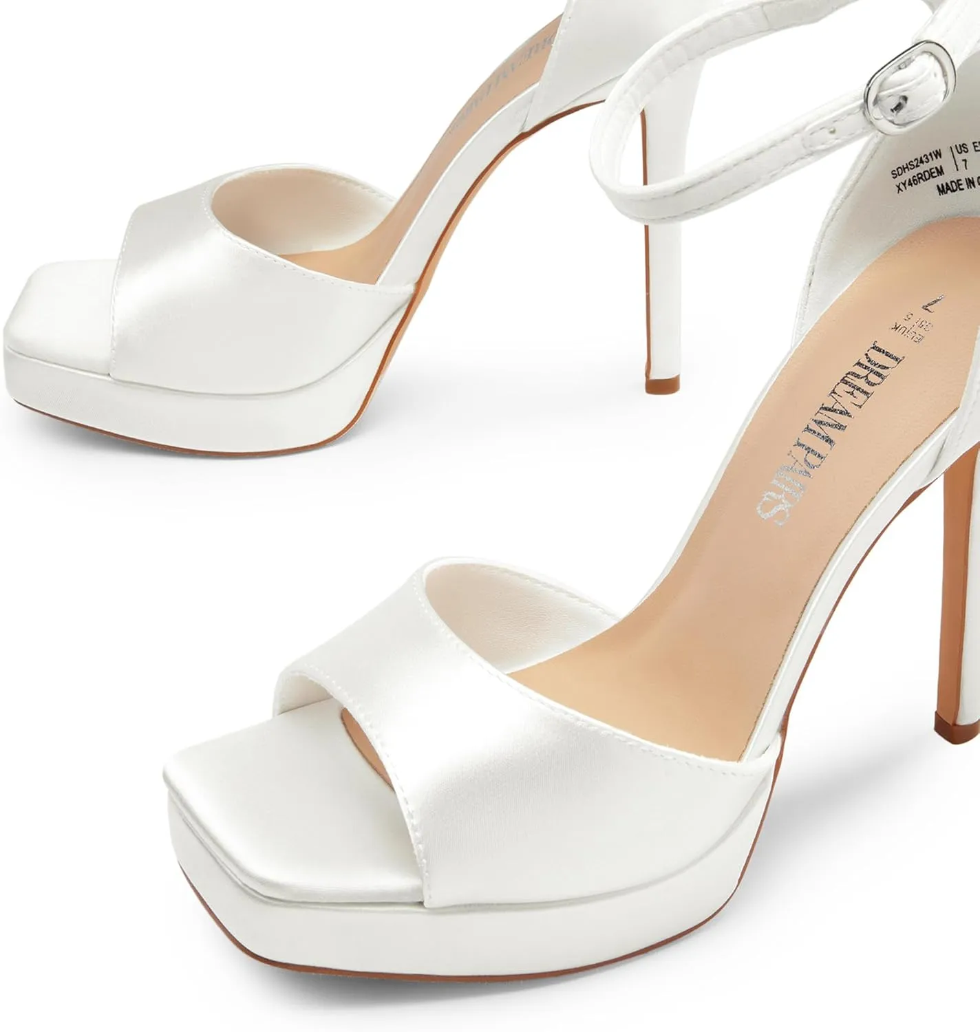 DREAM PAIRS Women's Stiletto High Heels Platform Ankle Strap Square Open Toe Dress Sexy Sandals