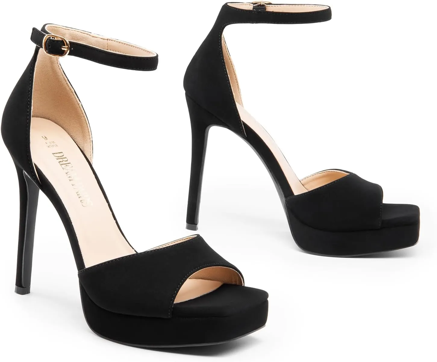DREAM PAIRS Women's Stiletto High Heels Platform Ankle Strap Square Open Toe Dress Sexy Sandals