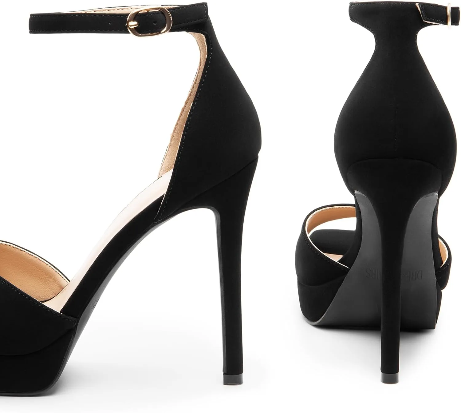 DREAM PAIRS Women's Stiletto High Heels Platform Ankle Strap Square Open Toe Dress Sexy Sandals