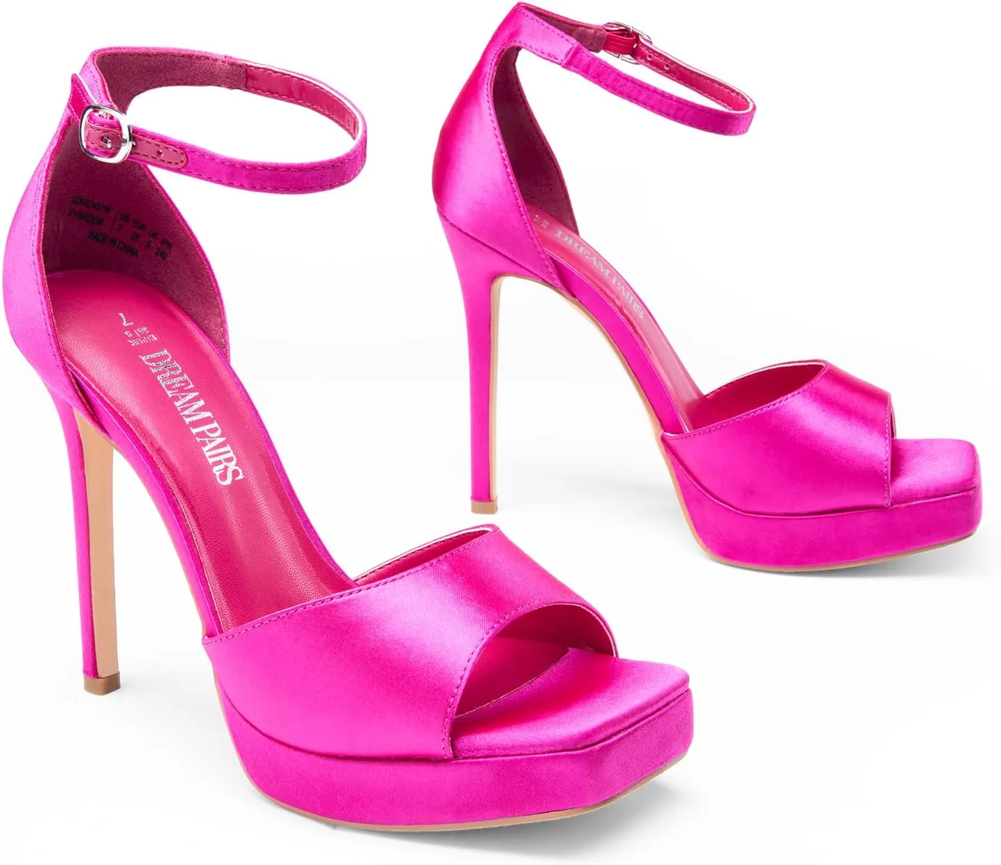 DREAM PAIRS Women's Stiletto High Heels Platform Ankle Strap Square Open Toe Dress Sexy Sandals
