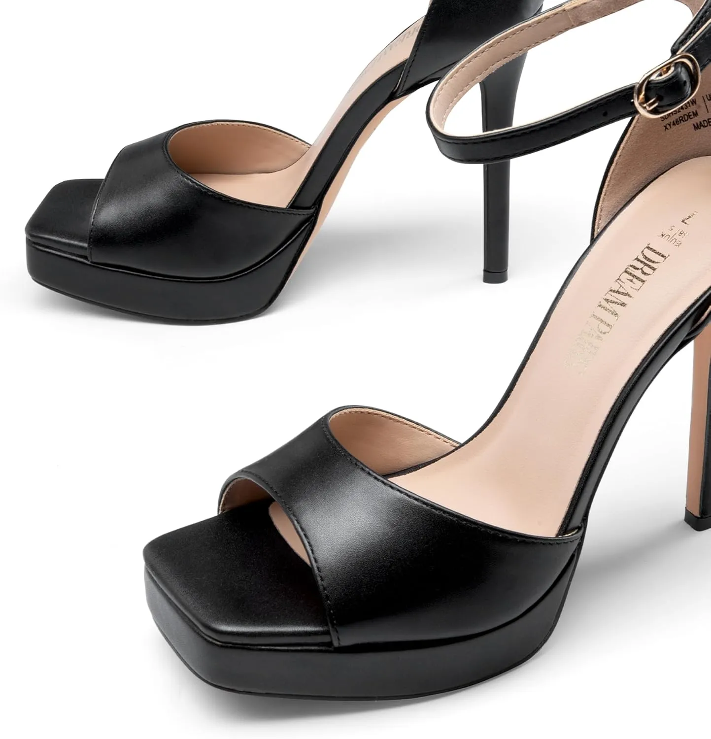 DREAM PAIRS Women's Stiletto High Heels Platform Ankle Strap Square Open Toe Dress Sexy Sandals