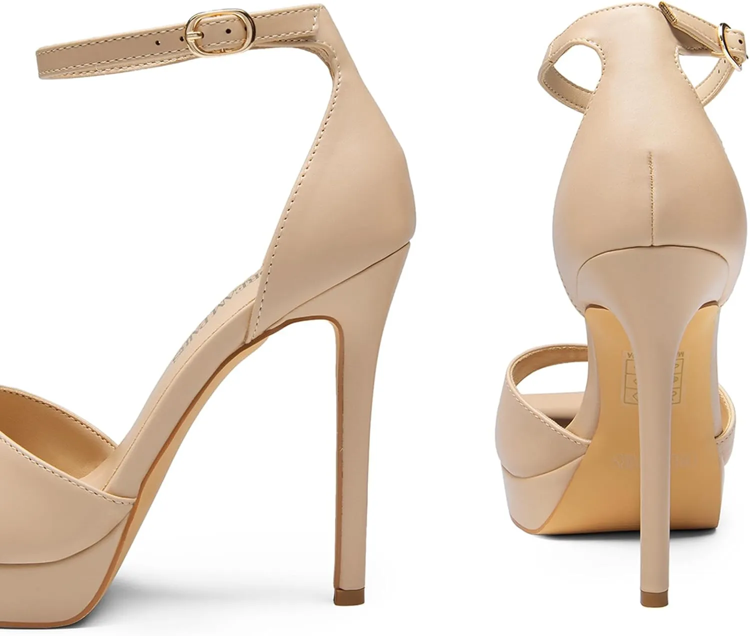 DREAM PAIRS Women's Stiletto High Heels Platform Ankle Strap Square Open Toe Dress Sexy Sandals
